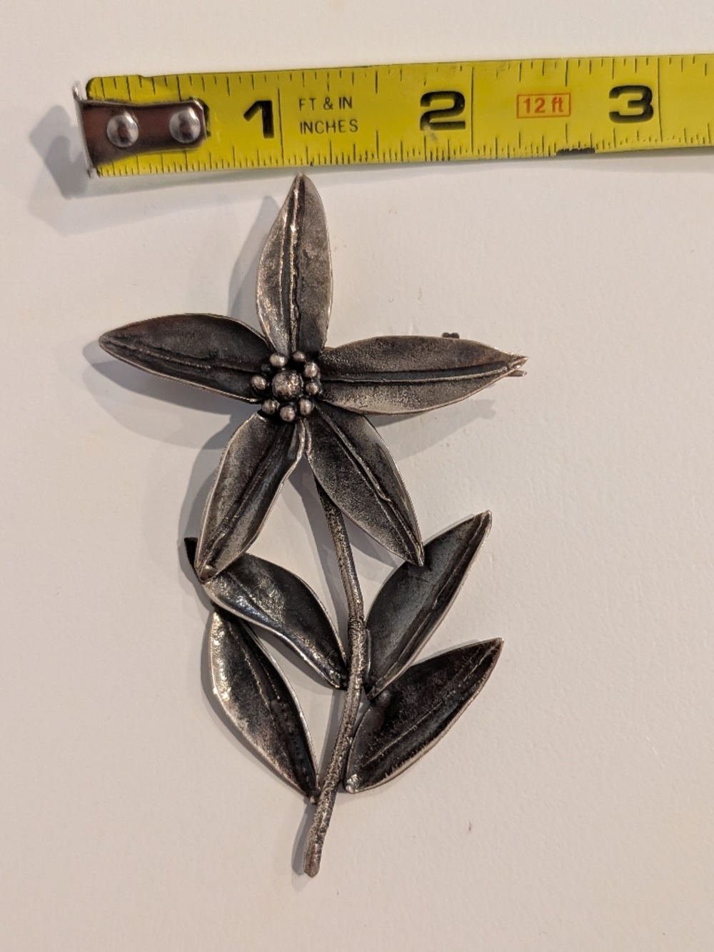 Vintage Silver Floral Leaf Brooch Pin - Picture 4 of 4